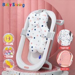 ing Tubs Seats Baby Shower Protable Tub Folding Large Size tubs Can Sit Lie Down 0-6 Years Newborn Products Mat And Bath Net P230417