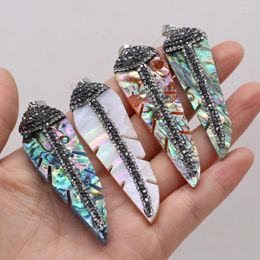 Pendant Necklaces Fashion Feather Shape Shell Pendants Reiki Heal Dyed For Jewelry Making DIY Tribal Necklace Crafts