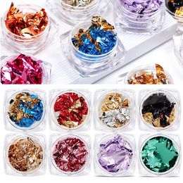 Nail art gold silver Aluminium foil Irregular design glitter sequins nail sticker manicure accesorios DIY Gel Polish decoration Nail ArtStickers Decals Nail Art