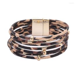 Charm Bracelets Leather Wrap Leopard Multilayer Wide Cheetah Print Bracelet Fashion Jewellery Women Girls Boho Cuff C1FC