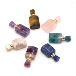 Pendant Necklaces Natural Stone Vial Pendants Fluorite Amethysts Essential Oil Diffuser For Jewellery Making Diy Women Necklace Party Gifts