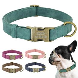 Dog Collars Leashes Personalised dog ID collar Customised tag with metal buckle leather pad suitable for small and mediumsized dogs bulldogs 231117