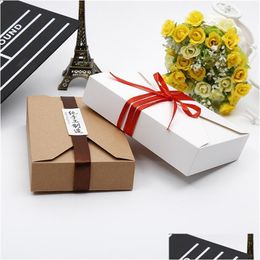 Gift Wrap Wholesale 19.5Cmx12.5Cmx4Cm Cookie Packaging Kraft Paper Box For Bakery Food Envelope Type White Brown Lz0755 Drop Deliver Dhubi