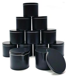 Storage Bottles 12Pcs Black Candles Tin Jars Box With Pour Spout Small Wax Melt Molds Pots DIY Making Container8789059