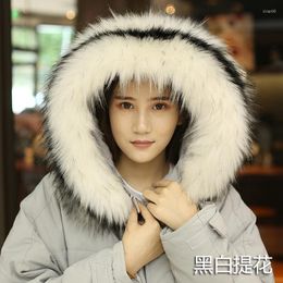 Scarves Qearlstar 5 Color Winter Faux Raccoon Fur Collar Fashion Patchwork Multicolor Shawl Male Female Coat Hood Decor YT20