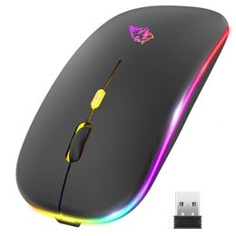 Mice Wireless Mouse Bluetooth and 2 4GHz Dual Modes Rechargeable RGB Ergonomic Silent Click for PC iPad Laptop Cell Phone TV 231117