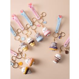 Blind box Bubu And Dudu Mitao Cat Keychain Charm Tie The Pendant For Women Bag Car KeyRing Mobile Phone Fine Jewellery Accessories Girl Gift 230418