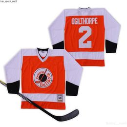 Movie Syracuse 2 Ogie Ogilthorpe Jersey Slap Shot SlapShot College Ice Hockey Breathable Team Colour White All Stitched as