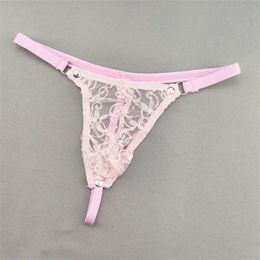 Ultra Thin Men Thong Lace Transparent G String Mini Sexy Sheer Mesh Underwear Elastic See Through Erotic Underpants