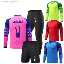 Collectable 2023 Men Kid Football Goalkeeper Uniform Protective Sponge Long Seve Soccer Training Goalkeeper Top Soccer Jersey Pants Custom Q231118