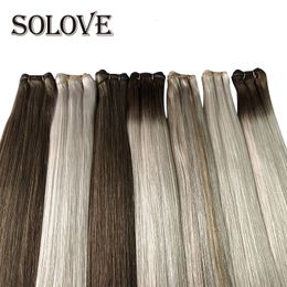 Lace Wigs Straight Human Hair Weft Bundles Sew In Silky Natural Brazilian Virgin Skin Double Naural Color 100g set 231113
