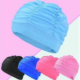 Swimming caps Adults High Elastic Swimming Caps Men Women Waterproof Swimming Pool Cap Protect Ears Long Hair Large Silicone Diving Hat P230418