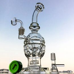 Faberge Fab Egg Hookahs Glass Bongs Swiss Perc Recycler Water Pipes 14.5mm Joint Oil Rig Showerhead Percolator Dab Rigs BJ