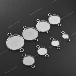 30Pcs Stainless Steel Connector Setting Round Double Loop Cabochon Base Cameo Bezel 6mm 8mm 10mm 12mm 14mm 16mm 18mm 20mm 25mm Jewelry MakingJewelry Findings