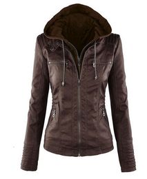 Women's Leather Faux Jacket Women 2023 Basic Coat Female Winter Motorcycle Suede PU Zipper Hoodies Outerwear 230418