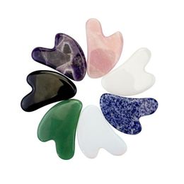 Party Favour Natural Jade Scra Board Heart Shaped Crystal Stone Facial Masr Gua Sha Boards Jades Roller Drop Delivery Home Ga Dhgarden Dhczk