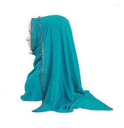 Scarves H1274 Latest Big Size Bubble Chiffon Muslim Long Scarf With Rhinestones Women's Headwrap Fast Delivery