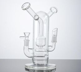 9 Inch Hookahs Double Bongs Sidecar Neck Glass Water Pipes Inline Perc Percolator Clear Splashguard Oil Rigs Both For Herbs and Co2269181