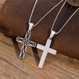 Pendant Necklaces ZORCVENS New Fashion Punk Vintage Silver Colour Stainless Steel Celtic Knot Cross Pendants Necklace for Men Z0417