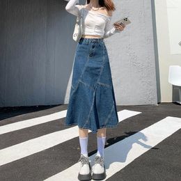 Skirts 2023 Skirt Denim For Young Women Ladies Design A-line High Waisted Blue Jean Female Chic Stylish Dress Feminine Clothes