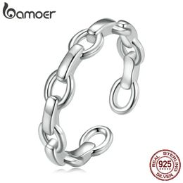 Wedding Rings 925 Sterling Silver Metal Chain Adjustable Ring for Women Silver Fashion Lock Chain Ring Statement Band Jewellery BSR274231118