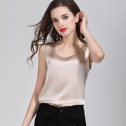 Camisoles Tanks Quality 100% Pure Silk Classical Tank Top Camisole Sleeveless Vest Shirt YM005 230418