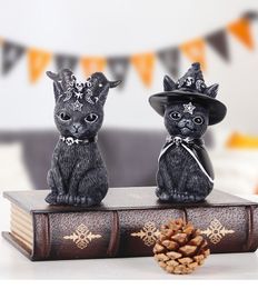 Resin Figure Wizard Figurines Black Magic Cat Ornaments Table Art Original Gifts Cute Miniatures Home Decor Original Gifts