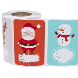 Gift Wrap Christmas Sticker Gifts Cartoon Print Snowman Elk 250/Roll Birthday Stickers Mes Labels Drop Delivery Home Garden Dhgarden Dh2H3