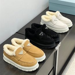 Luxury Designer Warm Snow Boots Trendy thick-soled Casual Shoes Loafers Women Men Fluffy Shearling Wool Flat Bottom Cotton Shoes Outdoor