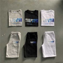 Men's Trapstar t Shirt Set Letter Embroidered Tracksuit Short Sleeve Plush Shorts Wfku
