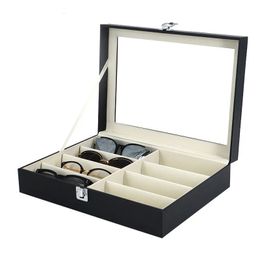 Jewellery Boxes PU Leather 8-bit Eyeglass Case Green Sunglasses Organiser Display Packaging box 231118