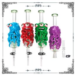 Glass Nectar Collector Glass Pipes 3D Hand Painting top Quartz Tip Concentrate Dab Straw for water pipes Bong HandPipes