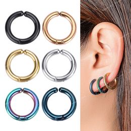 2Pcs/1Pair Stainless Steel Ear Clip Earrings For Women Man Non Piercing Round Ear Circle Fake Earrings Punk Simple Ear Jewellery EarringsClip Earrings