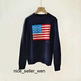 polos knitted Sweaters Men's Ladies Sweaters 2023 Us American Knitted - Flag High-end Luxury Comfortable Cotton Pullover 100% Yarn Rl Bear Women 3HYE