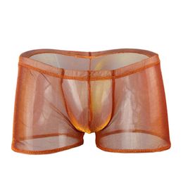 Gradient Colors Men S Sexy Underwear Fine Mesh Male Boxers Shorts Transparent Underpants Funny