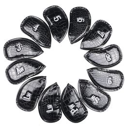 Other Golf Products 12PcsSet PU Leather Golf Iron Head Covers Club Headcover Waterproof For Golf Iron Club Set 3SW Universal Iron Club Headcovers 230418