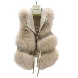 Women's Fur Faux Fur Faux Fur Vest Coat Women'S Lapel Sleeveless Buckle Slim Fit Teddy Coat High Street Plush Fur Jacket 231118