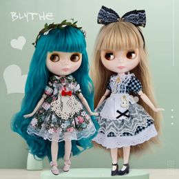 Dolls ICY DBS Blyth Doll For Series No.BL9601 Black hair Carved lips Matte face Joint body 1/6 bjd 230426