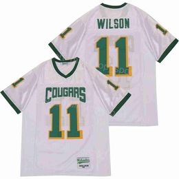 High School Football 11 Russell Wilson Jersey Cougars Collegiate Moive Embroidery And Stitched Breathable Pure Cotton Retro Team White College For Sport Fans