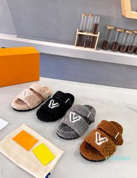 Women Designers Slides Womens Slippers Fashion Luxurys wool Slipper Leather Rubber Flats Sandals Summer Beach Shoes Gear Bottoms Sliders with box