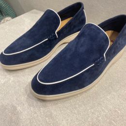 LP Charms Casual New Perfect LoroPiano Walk Suede Loafers Couples Shoes Shoes Genuine Leather Casual Slip Flats Men Flat Dress Women's Shoe Factory Footwear