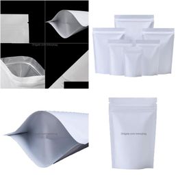 Packing Bags Matte White Mylar Foil Stand Up Bag Zip Grip Seal Resealable Reclosable Tear Notch Doypack Food Storage Pouches Lx4225 Dhl0H