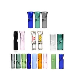 Hookah accessory Mini Glass Filter Tips for Dry Herb Rolling Papers With Tobacco Cigarette Holder Thick Pyrex Colorful Smoking Pipes BJ