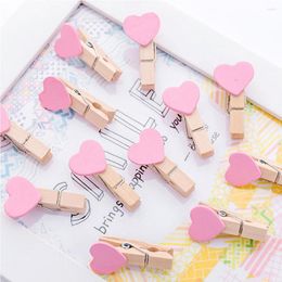 10pcs/lot Pink Heart Shaped Wooden Clips Cute DIY Paper Po Memo Postcard Message Card Craft Decorative Office Supplies