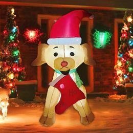 Christmas Decorations 150cm Puppy Socks Inflatable Doll Night Light Christmas Inflatable Toy Outdoor Garden Christmas Decorations for Home Xmas Party 231117