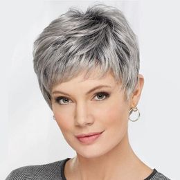 Foreign trade short hair wig Europe and the United States hot, manufacturers direct sales of women's fashion mixed color qi bangs chemical fiber cover