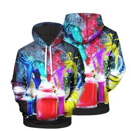 Men's Hoodies & Sweatshirts Color Spray Paint 3D Digital Printing Top Casual Hooded PulloverMen's