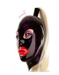 Party Masks Ponytail Latex Mask Fetish Hood With Zip On Back Bandage Costumes Accessories For Halloween6543043