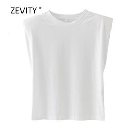 Women s T Shirt Women fashion solid Colour shoulder pad casual T shirts female basic o neck sleeveless knitted T shirt chic leisure tops T678 230418