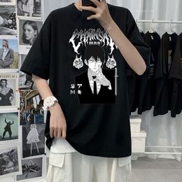 Men's T-Shirts Japanese Anime Chainsaw Man T Shirt Men Cartoon Pochita T-shirt Makima Harajuku Graphic Tees Unisex Clothing Tops Tshirt Male 230418